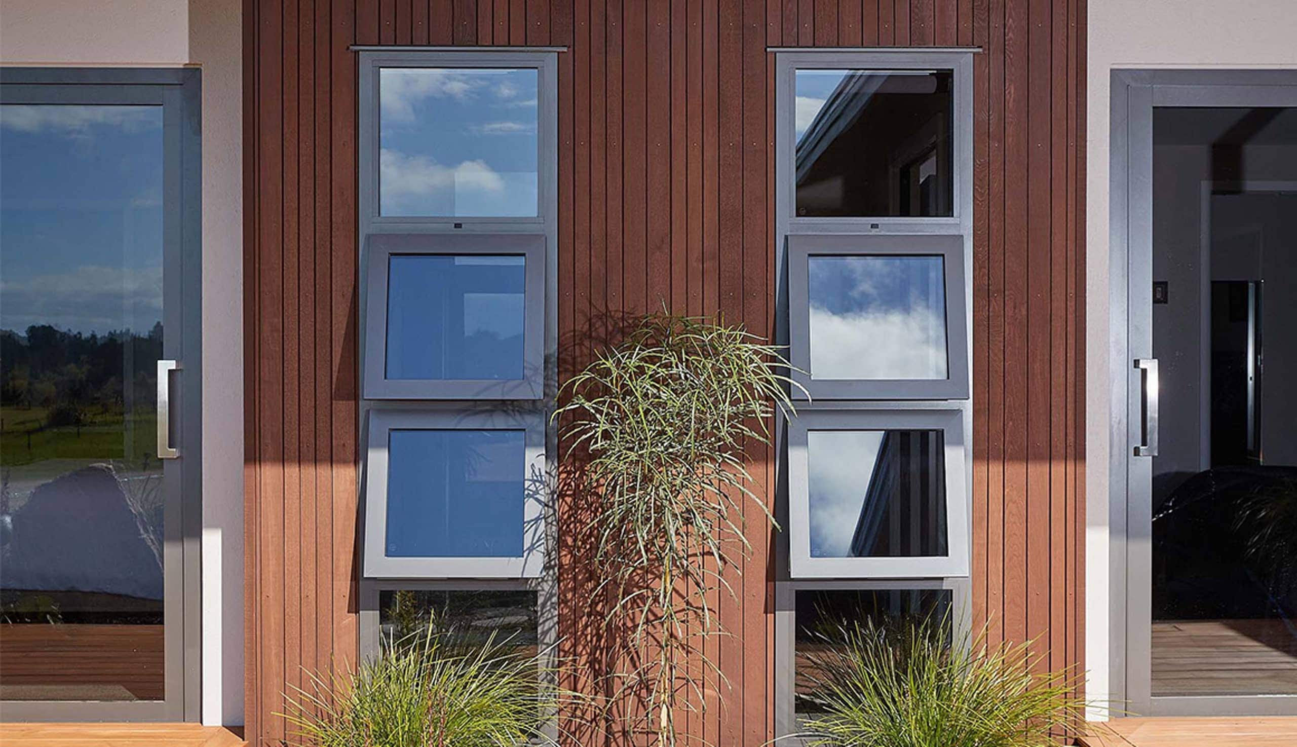 Hoouse exterior showing aluminium awning windows